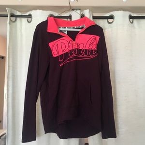 Retro-Style VS Pink Maroon And Pink Quarter Zip